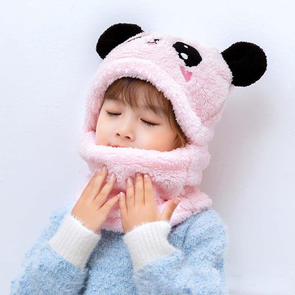 Miquel Mũ Len Cashmere Che Phủ Toàn Diện Kèm Khăn Choàng Hình Gấu Trúc Hoạt Hình Xinh Xắn Dành Cho Bé Trai Và Bé Gái