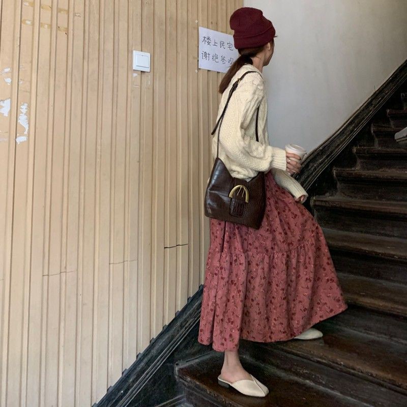 [ORDER] chân váy nhung hoa nhí tầng xòe kiểu dáng Ulzzang Hàn Quốc (Quảng Châu loại 1) | BigBuy360 - bigbuy360.vn