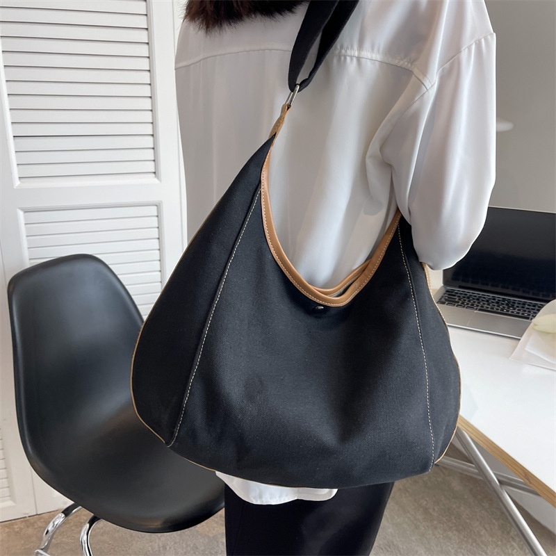 Túi Xách Vải canvas Màu Trơn Sức Chứa Lớn Thời Trang Cho Nữ