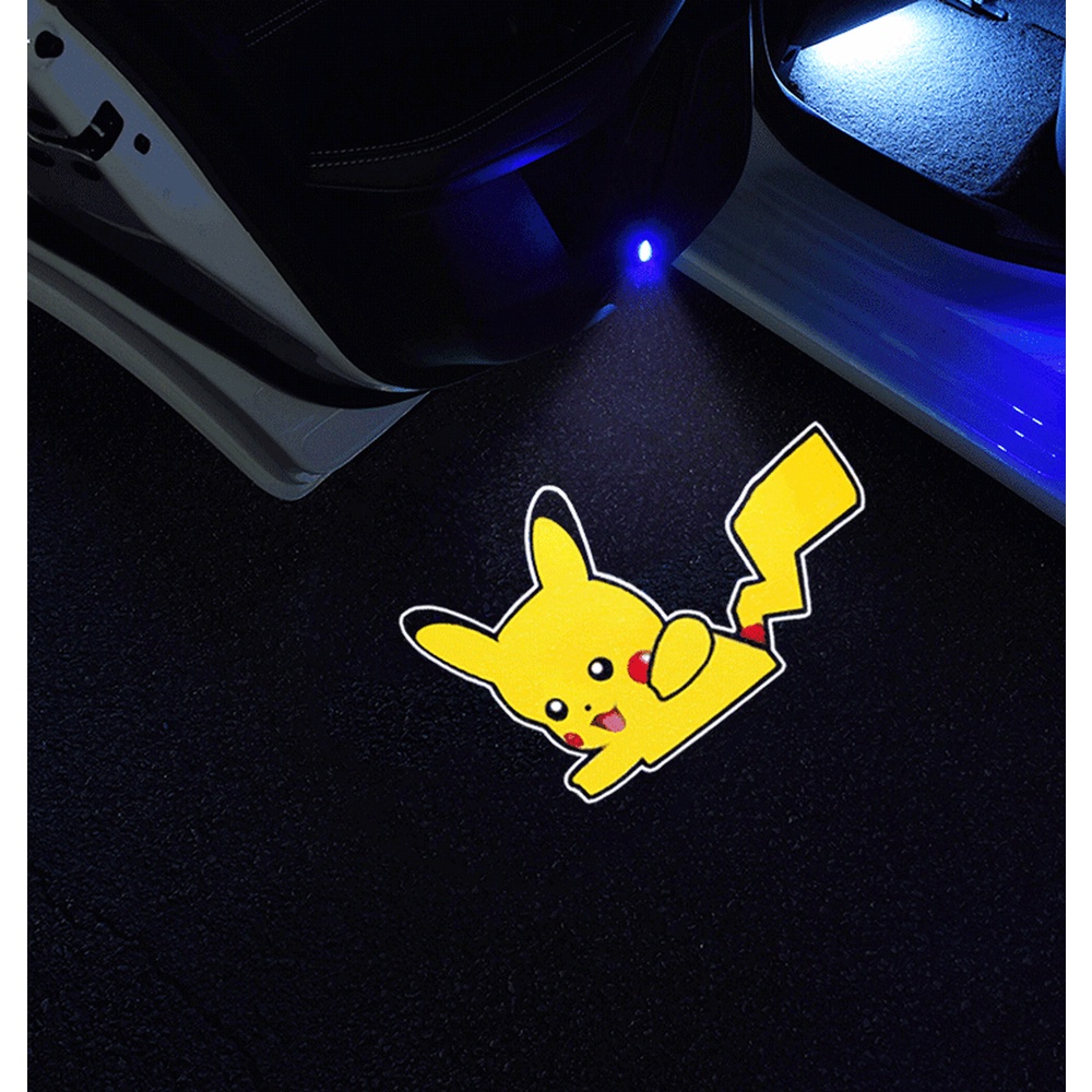 Đèn Led gắn cửa xe hơi chiếu laser hình động kiểu hoạt hình sạc qua USB an toàn không dây