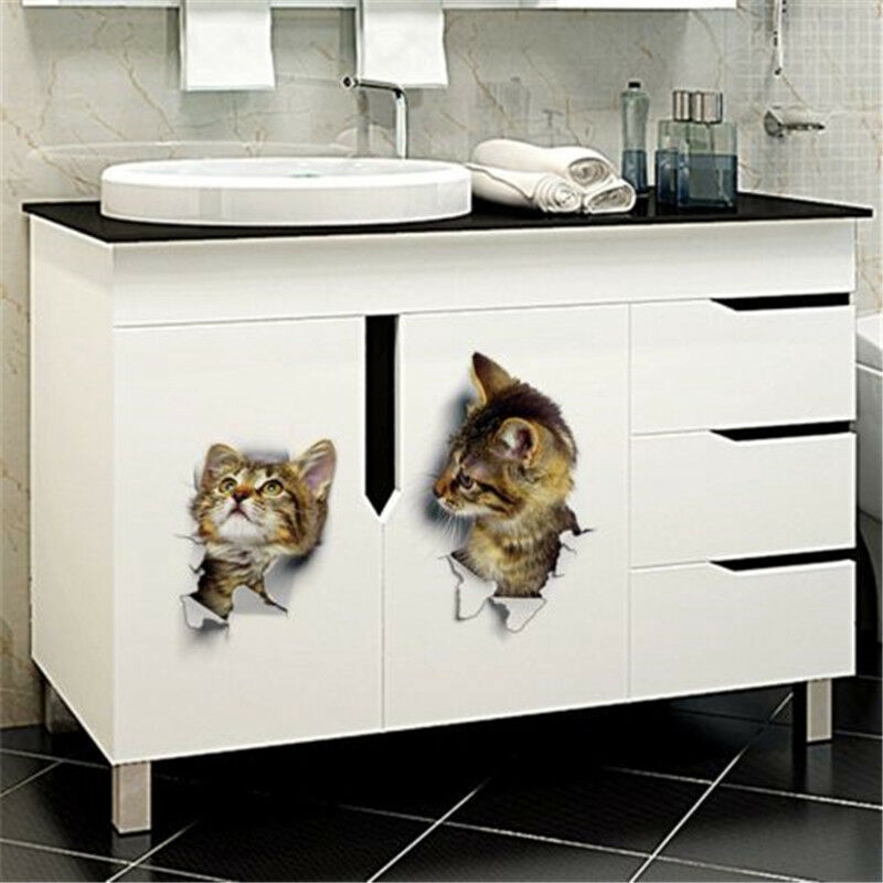 Miếng dán tường vinyl hình mèo 3D dễ thương
