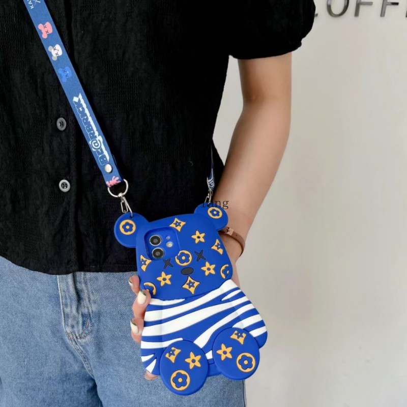 Ốp Điện Thoại Hình Gấu Bông 3D Gắn Dây Đeo Cho Xiaomi Redmi Note 11 10 10s Note 9s 8 Pro Redmi 9T 9A 9i 10