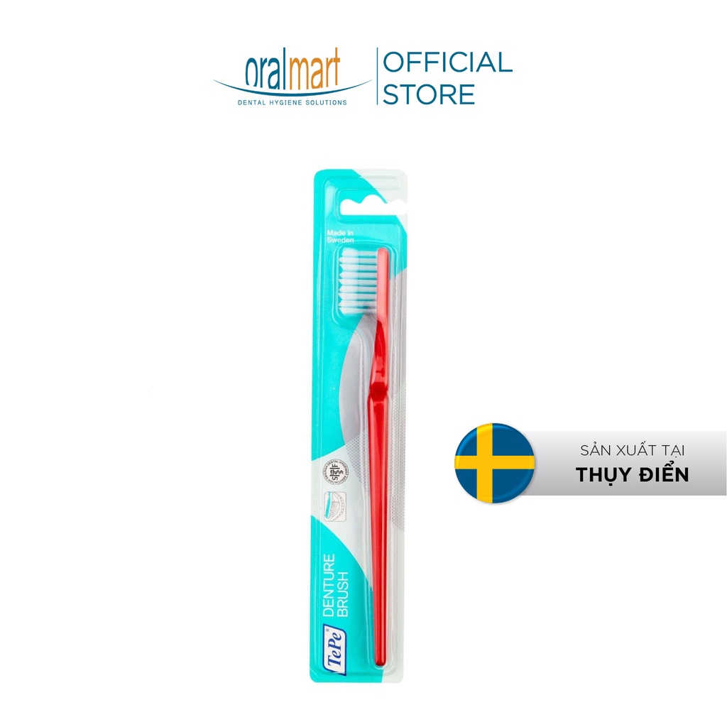 Bàn chải đánh răng cho răng giả tháo rời, có thể uốn cong Tepe Denture Brush (vỉ 1 cây)