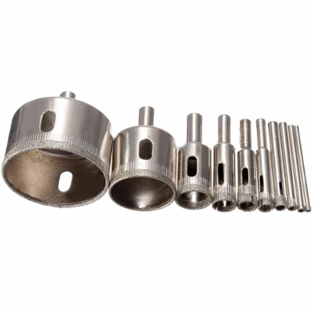 Bộ 10 Mũi Khoan Kim Cương 3-50mm Dùng Khoan Kính Gạch Men/ Đá Hoa Cương Chuyên Dụng