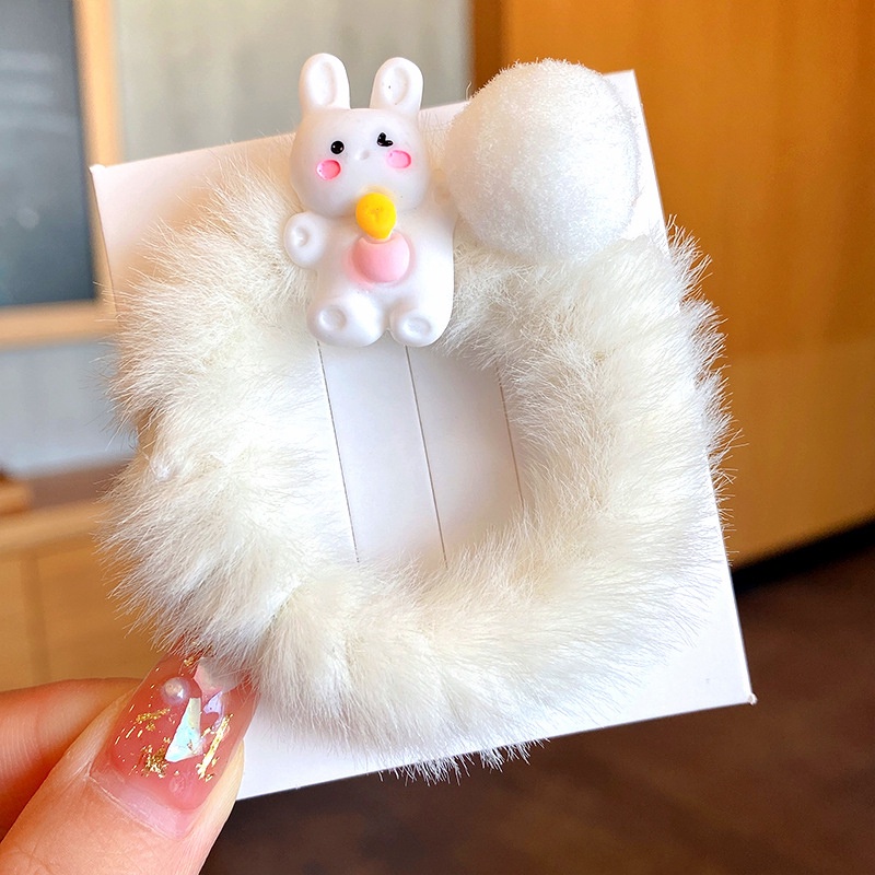 【kifli】Dây buộc tóc cao su vải lông nhung màu kẹo ngọt phong cách Hàn Quốc dễ thương