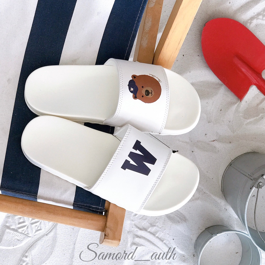 DÉP WHOAU SLIDE HAI MÀU ĐEN TRẮNG NAM NỮ CHÍNH HÃNG