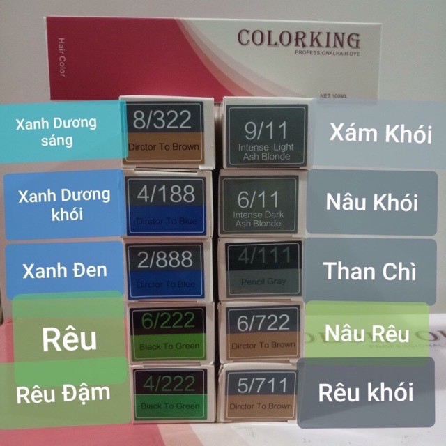 Thuốc nhuộm tóc Rêu khói trầm không tẩy màu nhuộm trực tiếp COLORKING-CAITU