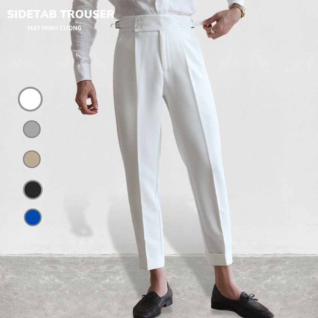 Quần âu nam cao cấp kiểu SIDETAB Phong Cách Ý, Dáng rộng baggy Chất vải Cotton bền bỉ (JA03)