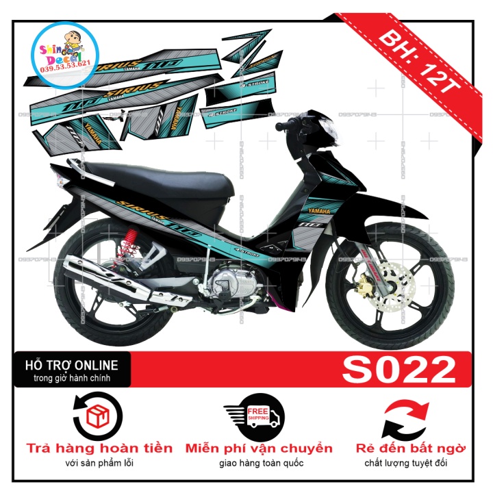Tem rời sirius xanh đen S022 -- SHIN DECAL 2