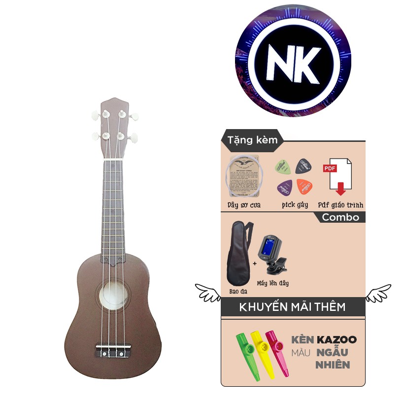 (MUA 1 ĐƯỢC 8) Đàn Ukulele Soprano 21" Full Phụ Kiện + Bao Da + Tuner + Kèn Kazoo