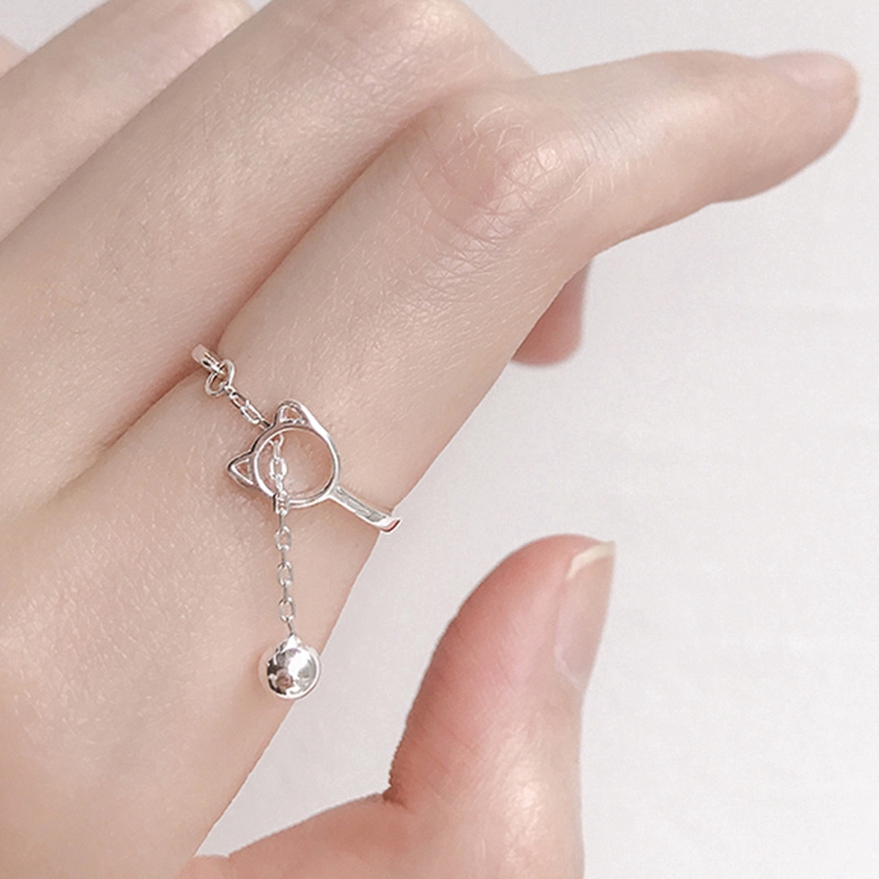 Nhẫn bạc thiết kế mặt mèo đáng yêu phong cách Hàn Quốc cho nữ | BigBuy360 - bigbuy360.vn