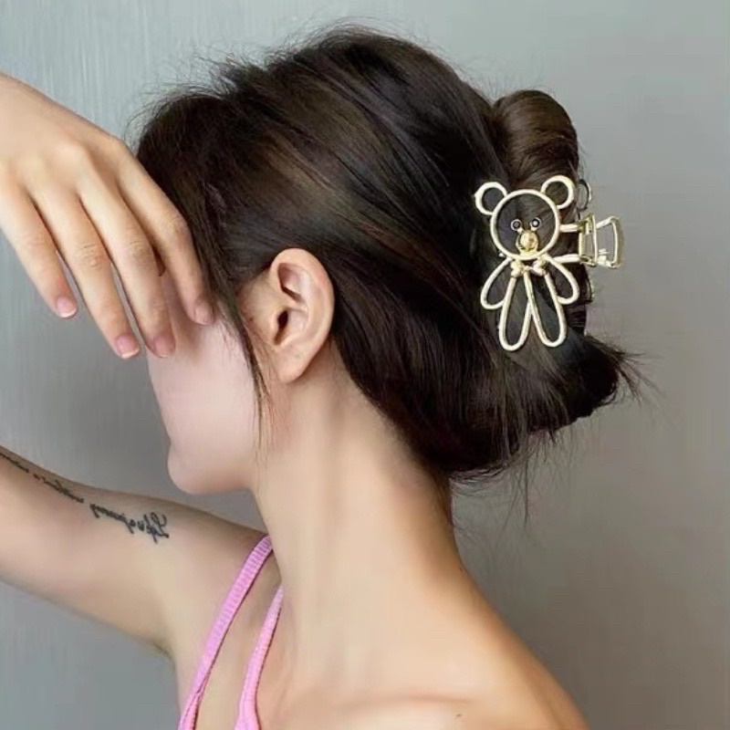 Cặp tóc kim loại hình gấu phong cách thiết kế hàn quốc