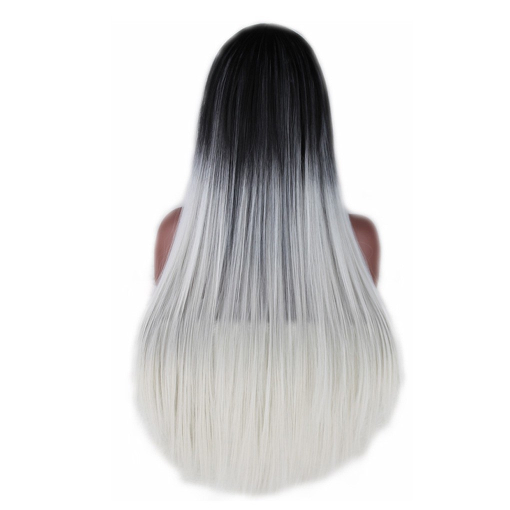 [Hàng mới về] Bộ tóc giả dài thẳng 2 mái màu Gradient thời trang cho nữ