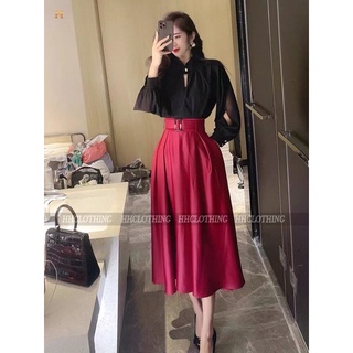 Áo đính đá, chân váy lụa thiết kế HH Clothing