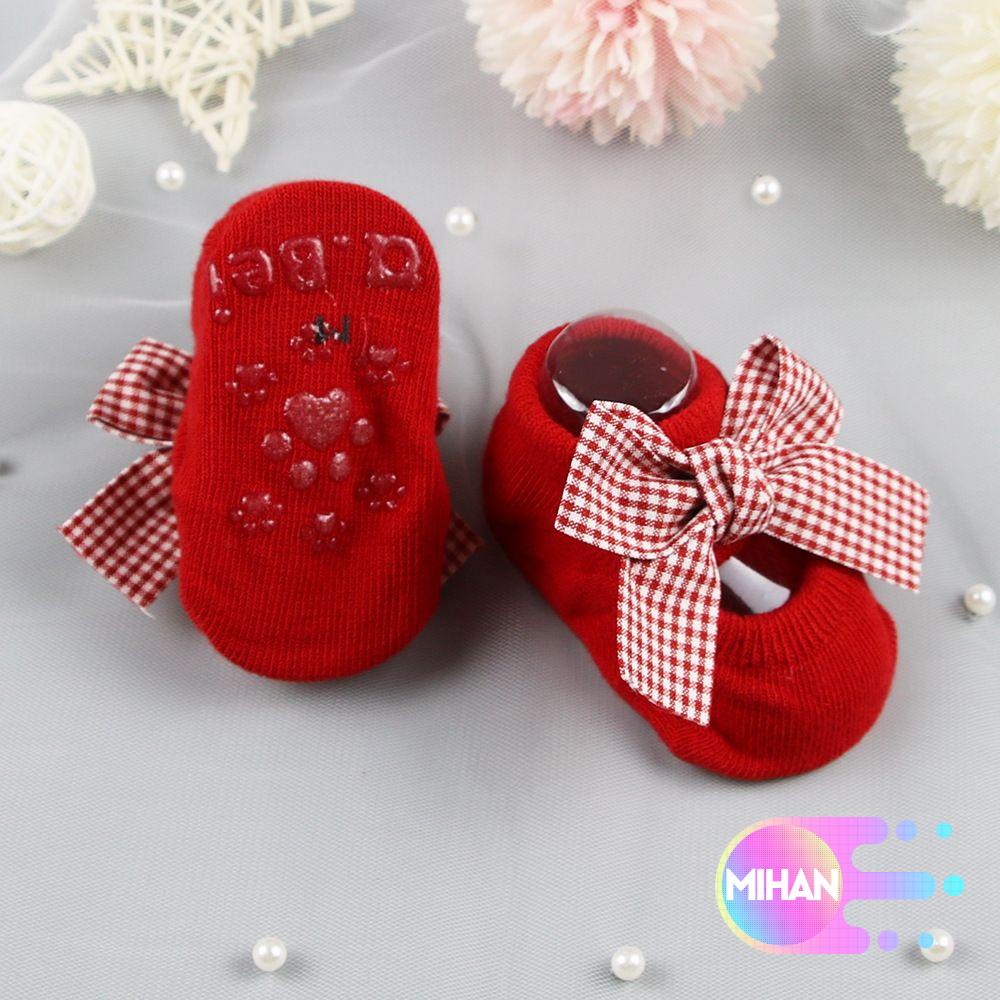 Vớ cotton mềm chống trượt đính nơ xinh xắn cho bé gái MIHAN1