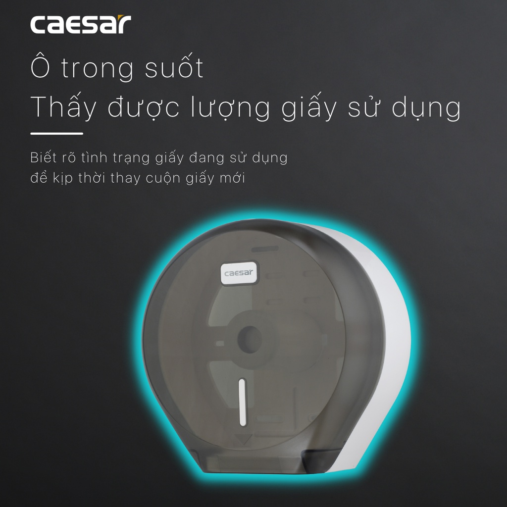 [Caesar] Hộp giấy vệ sinh lớn H108 cho nhà vệ sinh công cộng, chất liệu nhựa ABS cao cấp, mặt mica trong, có khóa hộp