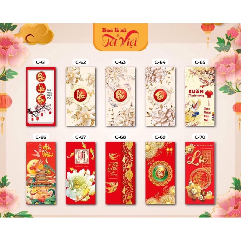 Combo giá sỉ 300 Bao Lì Xì Mix 25 Mẫu