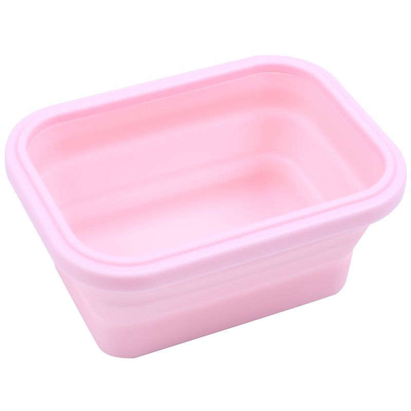 Hộp đựng cơm trưa gấp gọn bằng silicon màu hồng