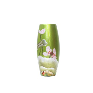 Lọ hoa sơn mài khảm bạc