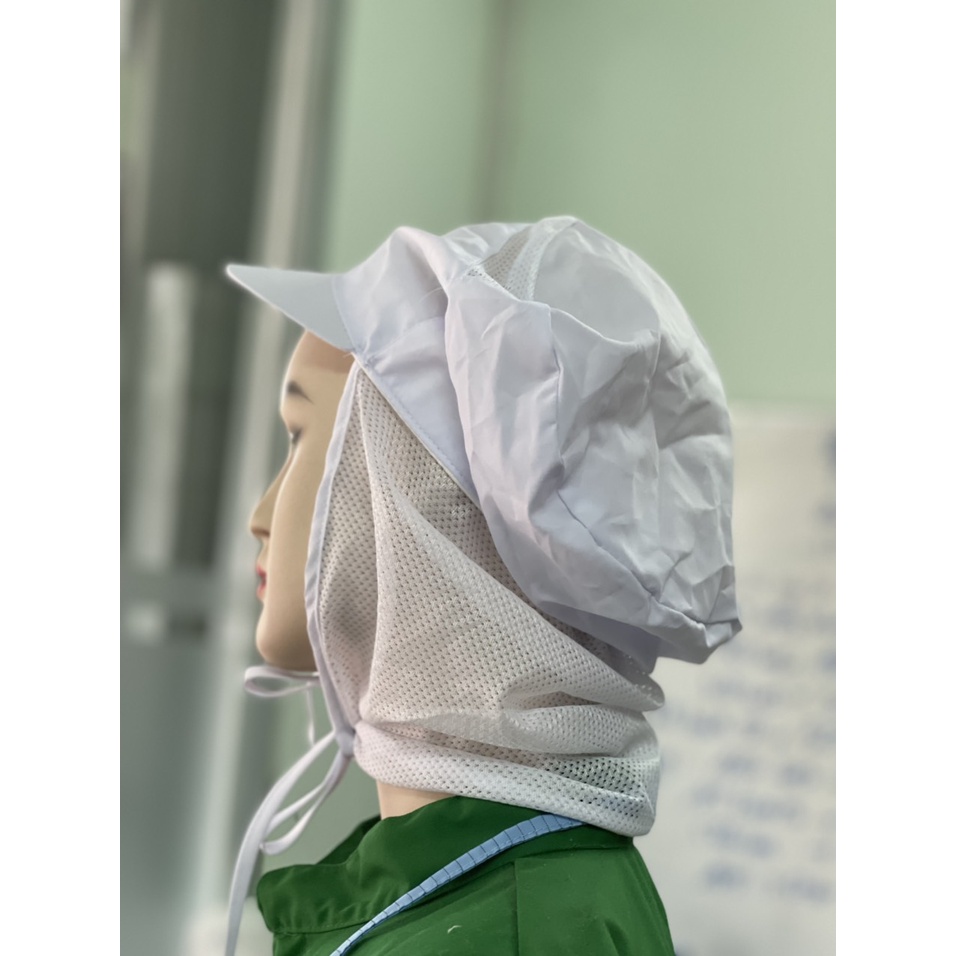 NÓN KẾT LƯỚI VẢI SILK CỘT DÂY MÀU TRẮNG CHUYÊN DÙNG _ HÌNH CHỤP THẬT