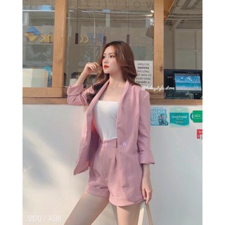 sét vét đùi 3 món kèm áo khoác màu Hồng chất kate lụa siêu phẩm thích hợp đi học đi chơi dạo phố đi biển vv