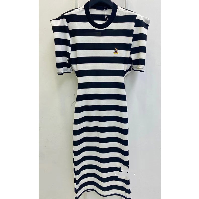 Cổ Phiếu Sẵn Sàng❤Ah F &amp; X Áo Thun Dài Tay Phồng Hở Vai Kẻ Sọc Phong Cách Hàn Quốc Thời Trang Mùa Hè 2022 Cho Nữ