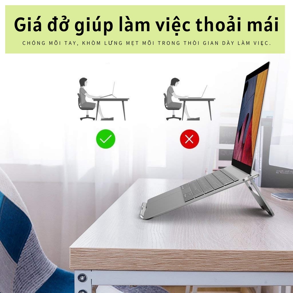 Giá Đỡ Dành Cho Laptop Macbook Để Bàn Chất Liệu Hợp Kim Nhôm Cao Cấp Hàng Nhập Khẩu Helios