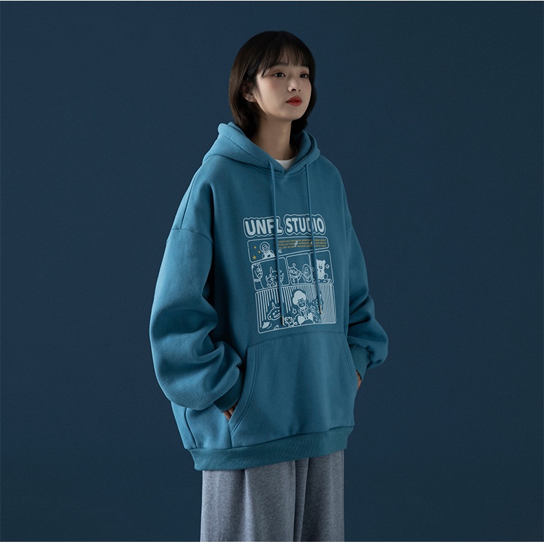 Áo Hoodie Nữ From Rộng Nỉ Bông Có Mũ Hai lớp In Chữ trước ngực 4YOUNG HDTP01