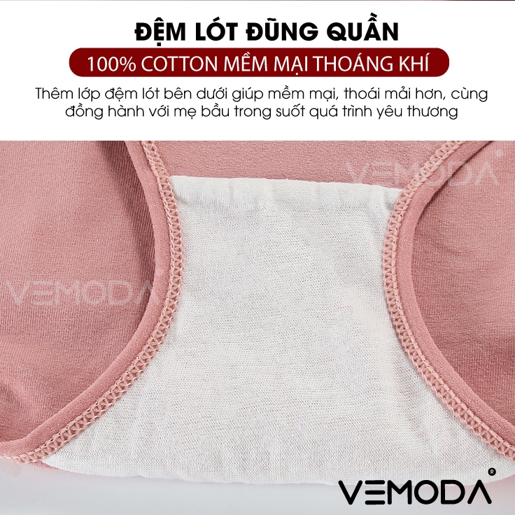 Quần lót bầu cạp chéo Vemoda cao cấp. Cotton xịn, mềm mại, thoáng. Bộ 3 Quần lót cho bà bầu và sau sinh
