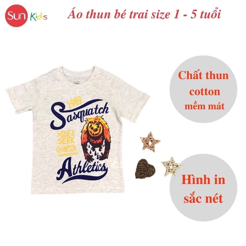 Áo thun bé trai, áo phông cho bé trai chất cotton nhiều màu, size 1-5 tuổi - SUNKIDS1