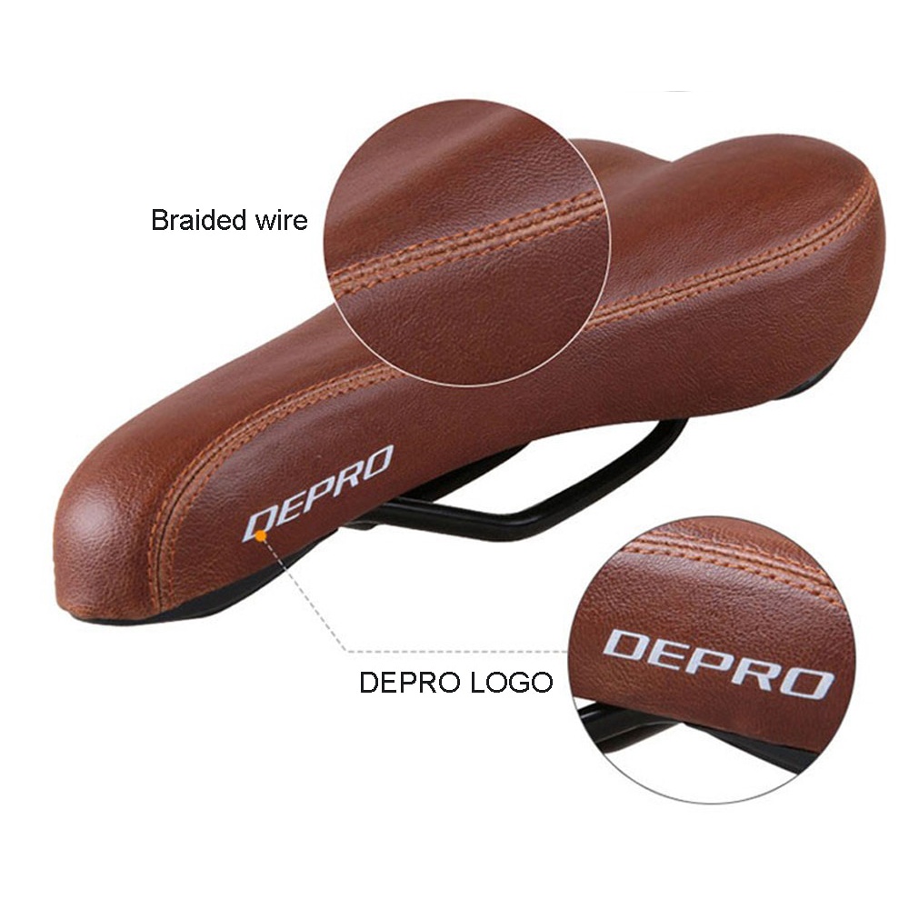 Yên Xe Đạp Thể Thao Bằng Da PU Màu Nâu/Đen Kiểu Vintage