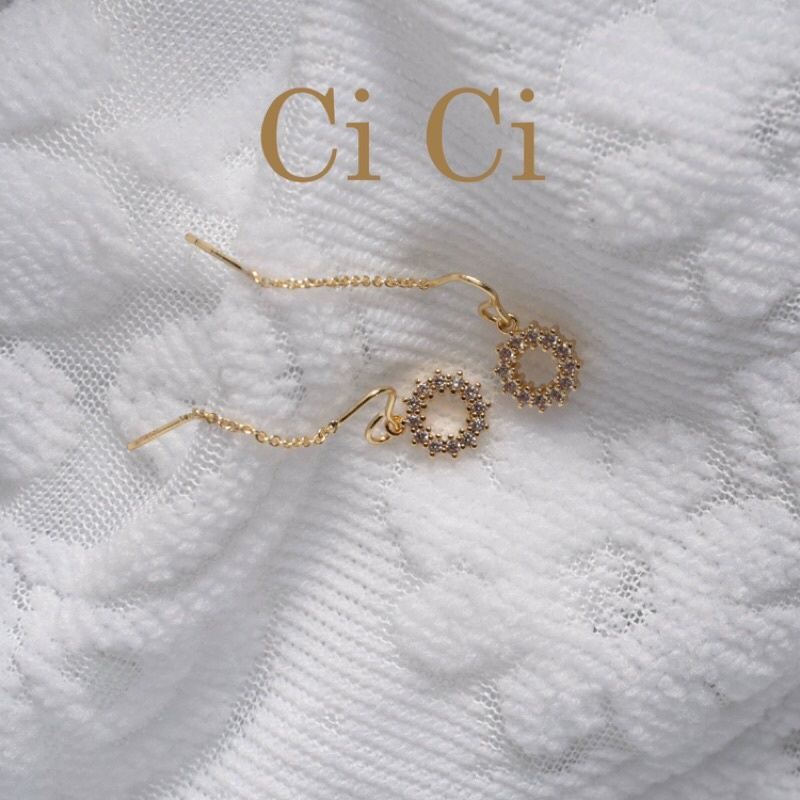 Khuyên tai xỏ dáng dài mạ bạc S925 zircon phong cách Hàn Quốc HOT TREND . CiCi accessories . MS.KT006