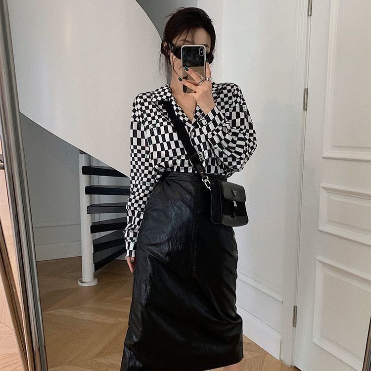 COZOK Áo Sơ Mi Caro Tay Dài Dáng Rộng Thời Trang Cho Nữ