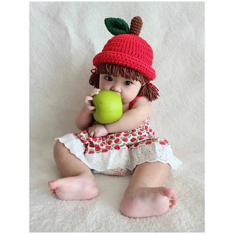 🌸 Nón quả táo tóc ngắn xinh xinh cho bé 🌸