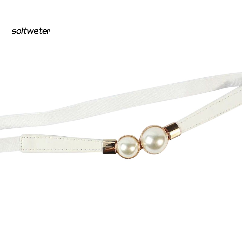 Thắt lưng thời trang nữ co giãn đính ngọc trai giả