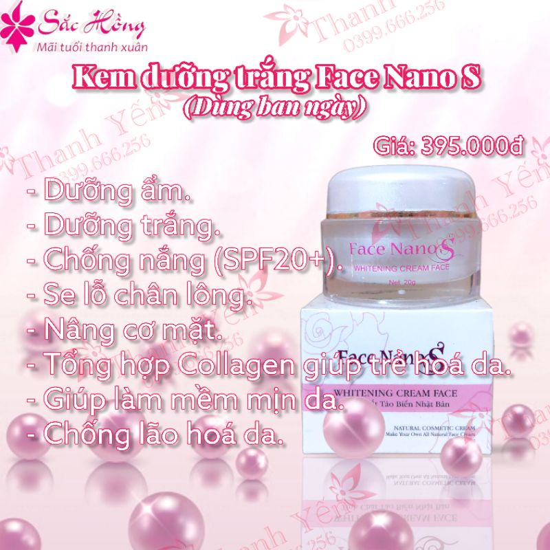 Kem Face Nano S - Sắc Hồng dưỡng trắng da ban ngày 20g - tổng hợp Collagen
