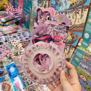 Vỉ nail tròn móng giả hình Ngựa Pony màu tím siêu xinh, siêu hot cho bé gái - 15NMLP011H