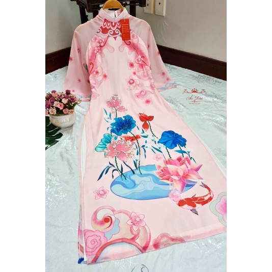 🥰 Áo dài tơ óng cao cấp đẹp kết hoa nổi cầu kì sang chảnh hàng thiết kế
