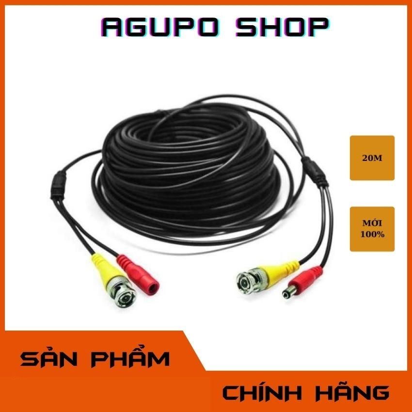 Dây cáp đồng trục liền nguồn đúc sẵn 2 đầu 20m dùng cho liên kết camera với đầu ghi, làm dây cấp nguồn cho camera.