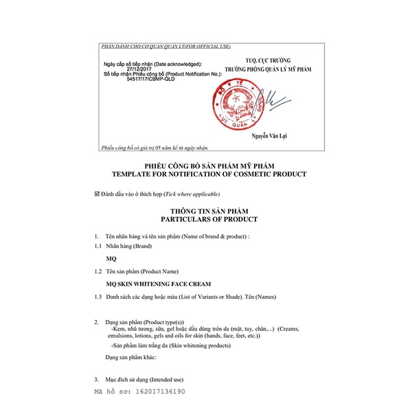 Kem Nám MQ Skin chính hãng - Kem face Melasma MQskin giảm nám chống lão hóa da - 8936117150333