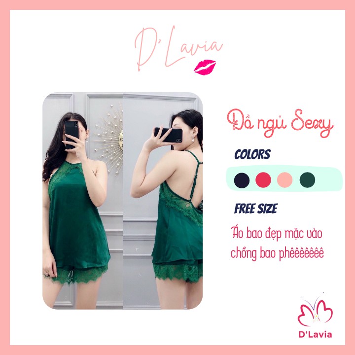 Đồ ngủ yếm nữ hai dây phối ren sexy hở lưng gợi cảm satin cao cấp thoáng mát mềm mịn AN06 - D'Lavia | BigBuy360 - bigbuy360.vn
