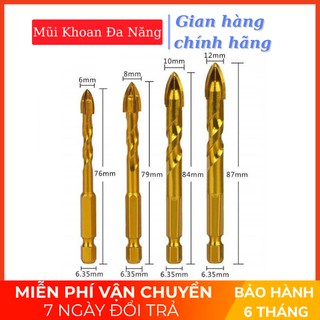 Mũi khoan đa năng chân lục giác 6.35, khoan kính, thủy tinh, khoan gạch men, gạch đá hoa cương 4 cạnh
