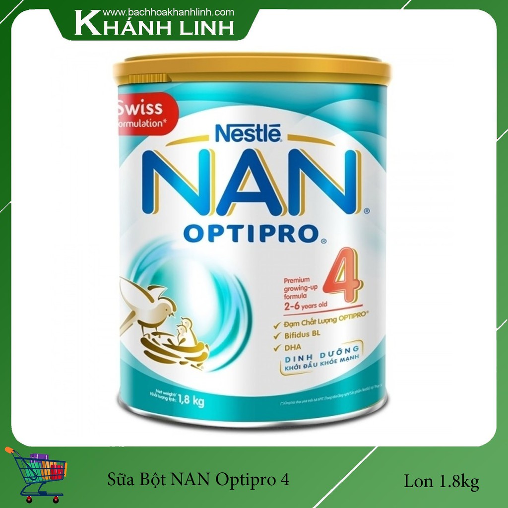 [Mã 267FMCGSALE giảm 8% đơn 500K] Sữa Bột Nestle NAN Optipro 4 (1.8kg)