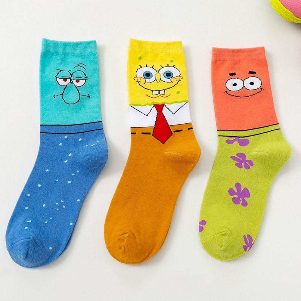 Vớ Nữ Thoáng Khí Họa Tiết Hoạt Hình Phong Cách Harajuku Patrick Star Squidward