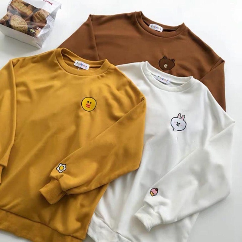 Áo sweater 💖FreeShip💖 Áo nỉ GẤU THỎ VỊT thêu hình ulzzang unisex