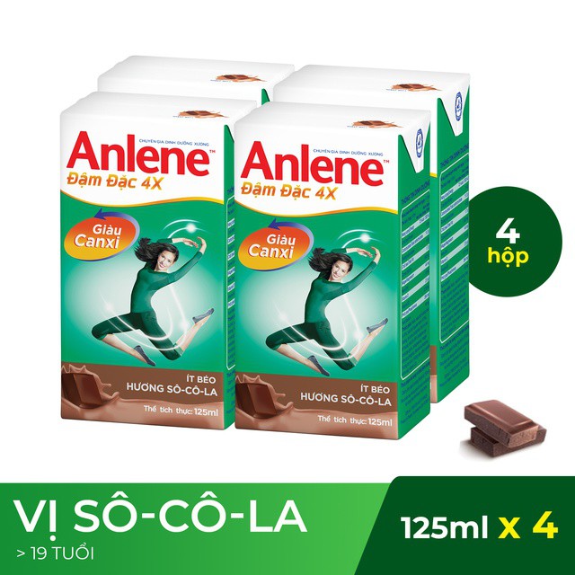 [WP] Sữa nước Anlene CONCENTRATE đậm đặc Lốc 4x125ml:Hương Chocolate