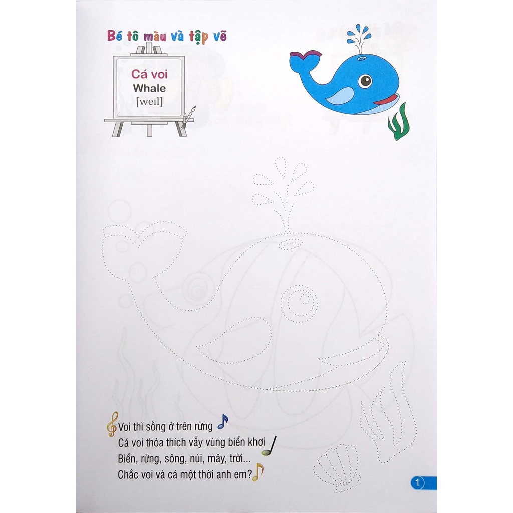 Sách Bé Tập Làm Họa Sĩ - Bé Tô Màu - Tập 1 - Động Vật Dưới Nước (Việt - Anh)