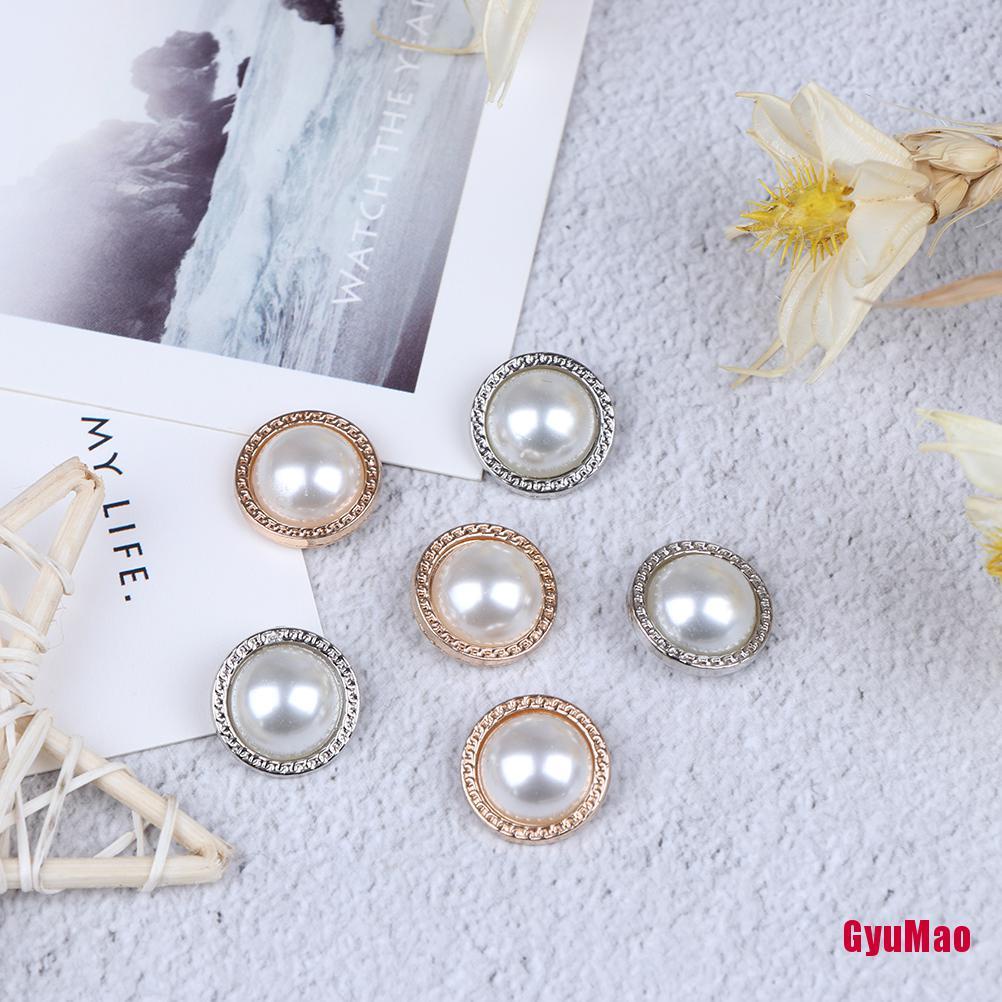 Set 10 Nút Ngọc Trai Kim Loại rx1GUMO Làm Đồ Thủ Công Trang Trí DIY