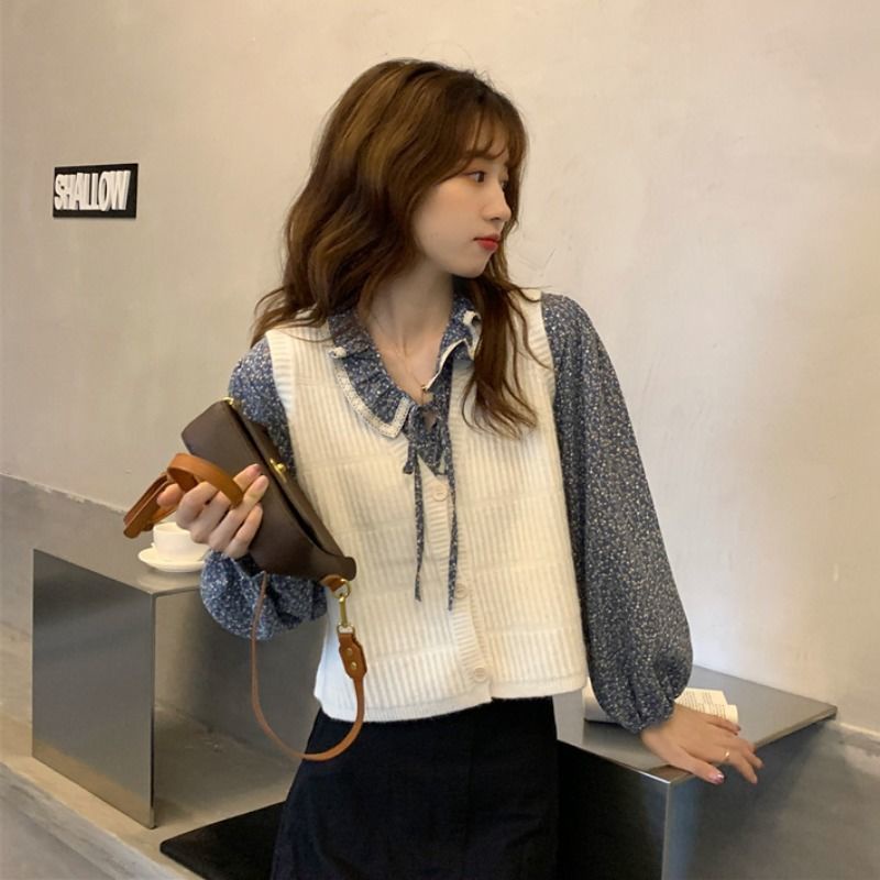 Bộ áo dệt kim cổ chữ v dáng rộng phối quần short thanh lịch cho nữ