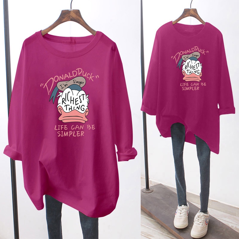 NRVP Áo Thun Nữ Dài Tay Cổ Tròn Thời Trang Hàn